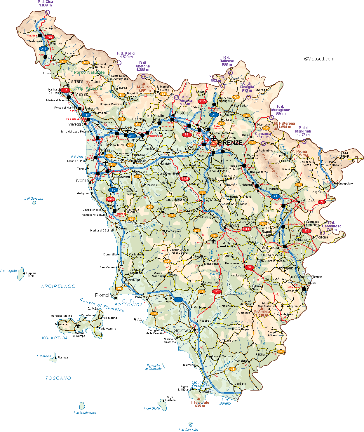 Toscana Vector Map | Vector World Maps